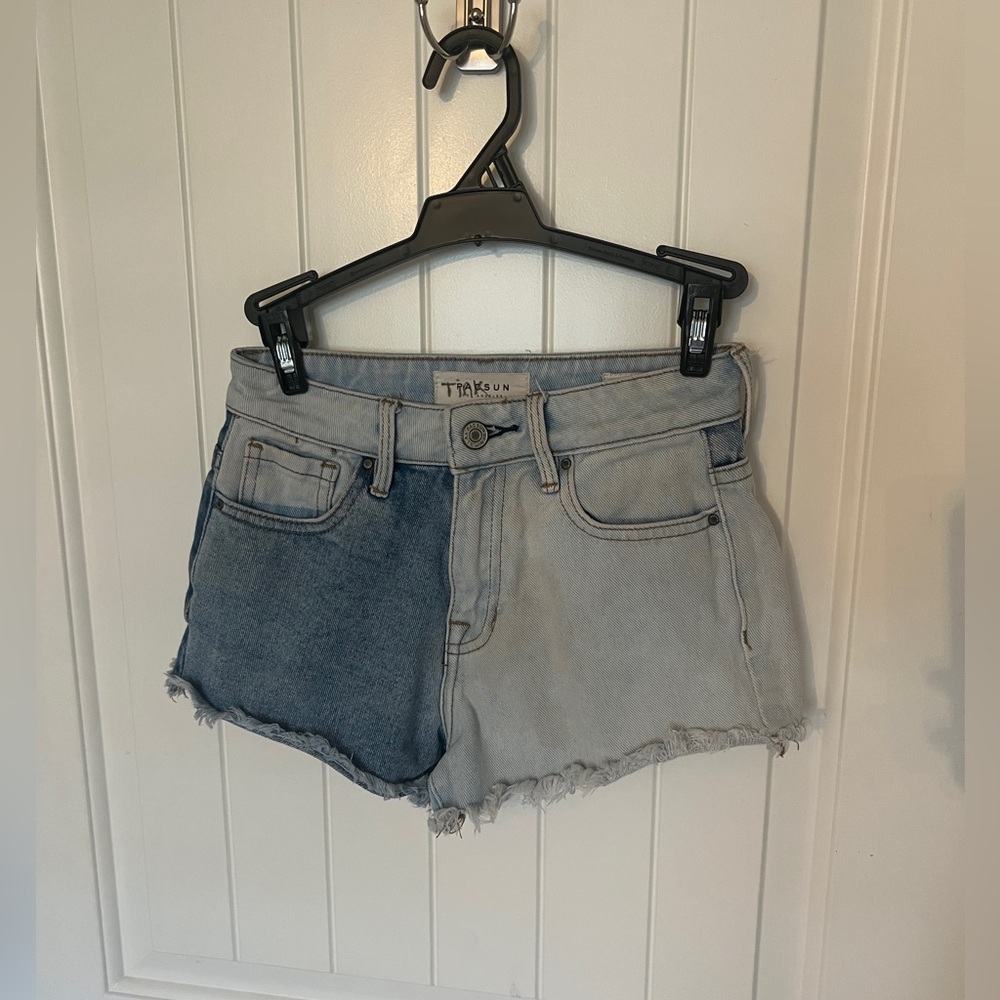 PACSUN HALF HALF HIGH RISE JEAN SHORTS